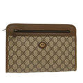 GUCCI GG Canvas Clutch Bag PVC Leather Beige  yk7935B