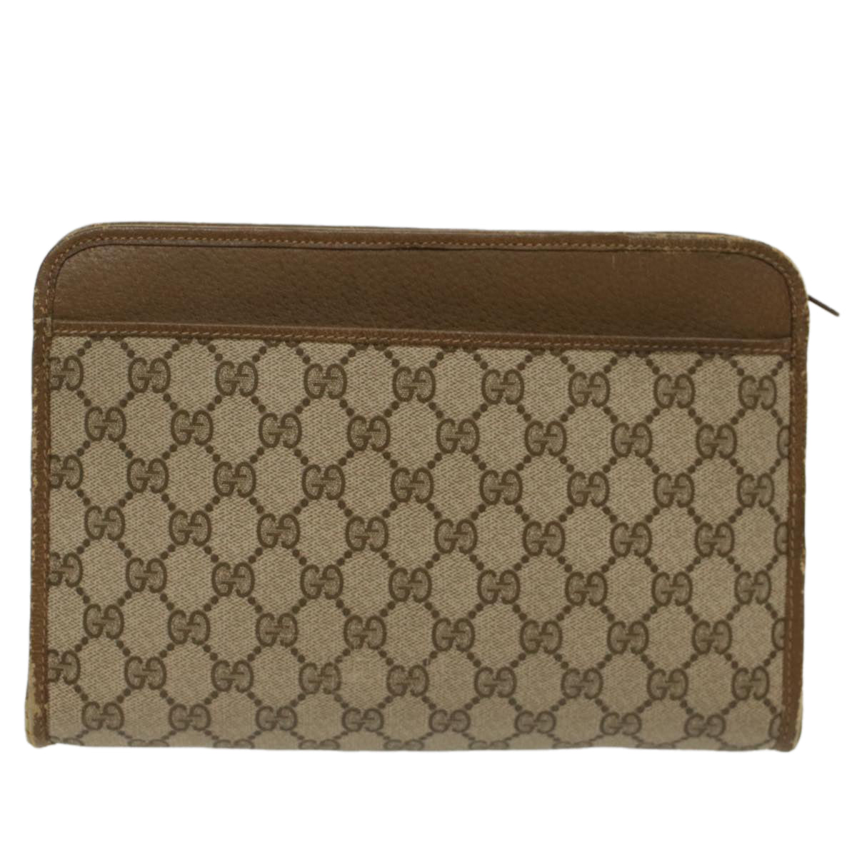 GUCCI GG Canvas Clutch Bag PVC Leather Beige  yk7935B