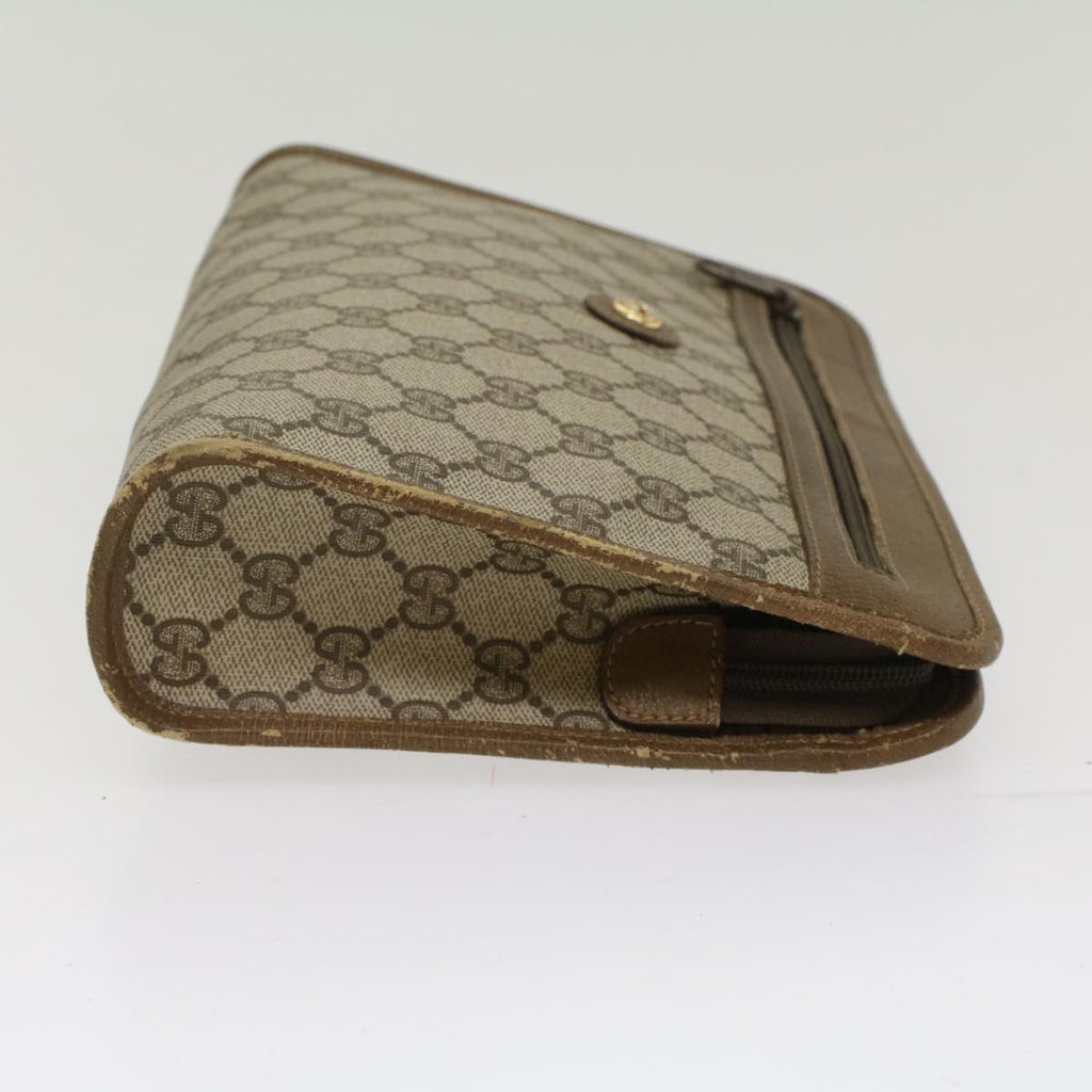 GUCCI GG Canvas Clutch Bag PVC Leather Beige  yk7935B