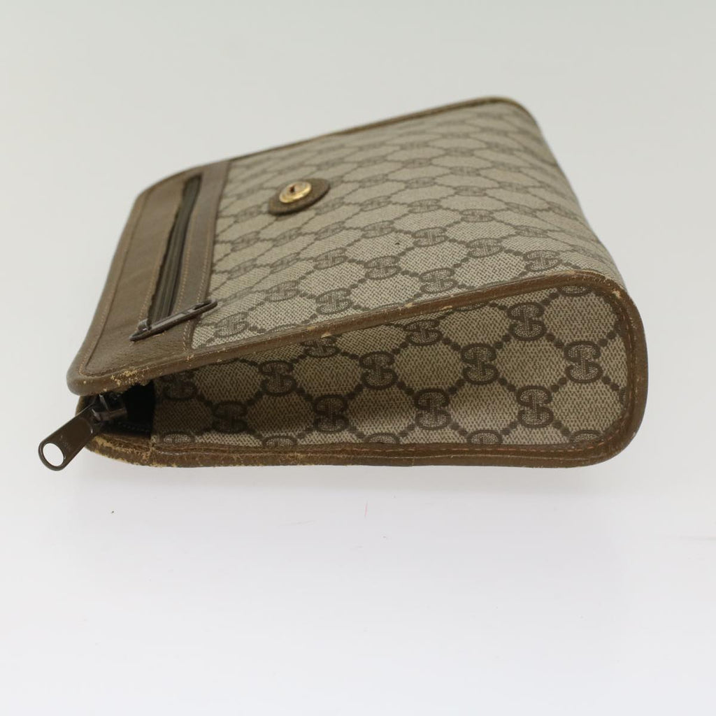 GUCCI GG Canvas Clutch Bag PVC Leather Beige  yk7935B