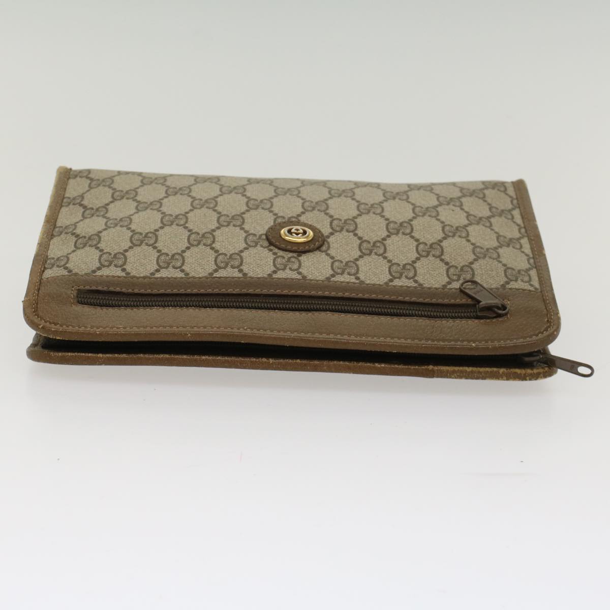 GUCCI GG Canvas Clutch Bag PVC Leather Beige  yk7935B