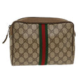 GUCCI GG Canvas Web Sherry Line Clutch Bag Beige Red Green 39.01.012  yk7950