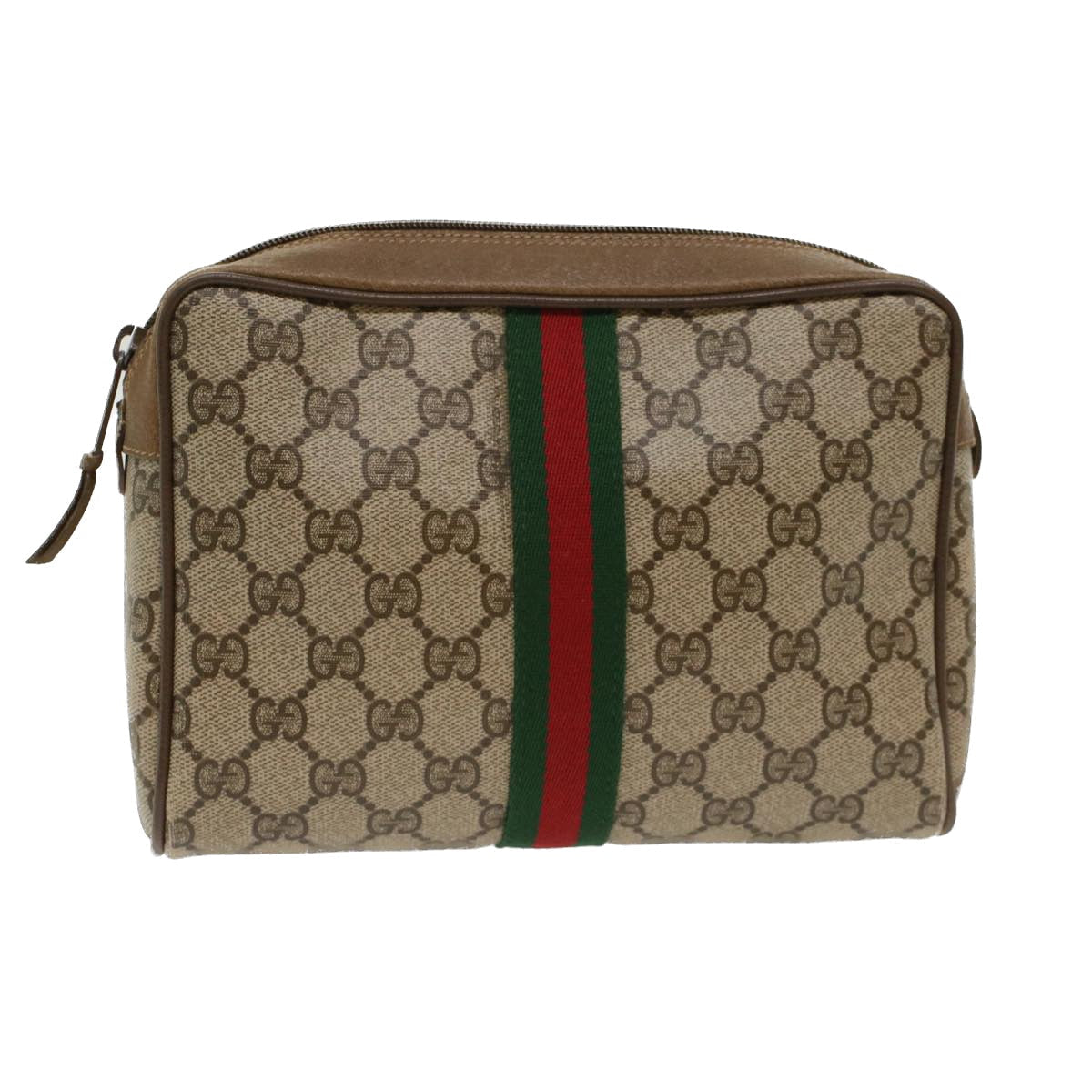 GUCCI GG Canvas Web Sherry Line Clutch Bag Beige Red Green 39.01.012  yk7950