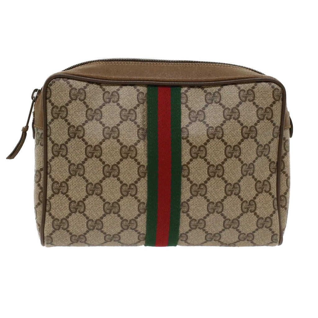GUCCI GG Canvas Web Sherry Line Clutch Bag Beige Red Green 39.01.012  yk7950