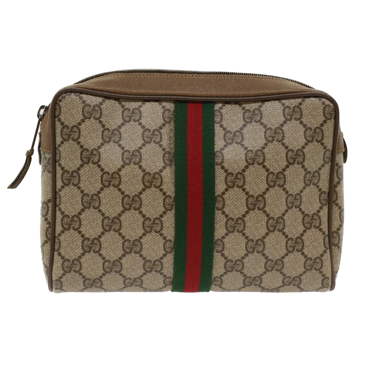 GUCCI GG Canvas Web Sherry Line Clutch Bag Beige Red Green 39.01.012  yk7950