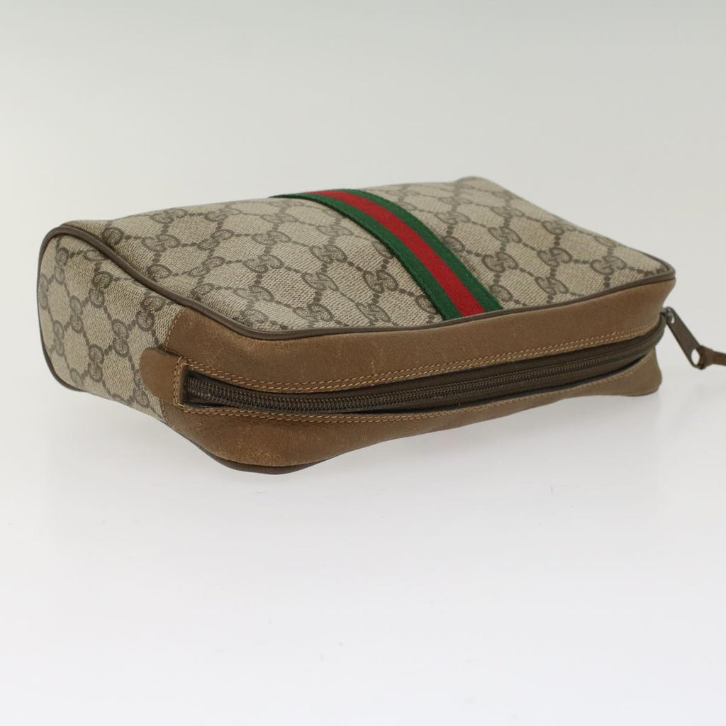 GUCCI GG Canvas Web Sherry Line Clutch Bag Beige Red Green 39.01.012  yk7950