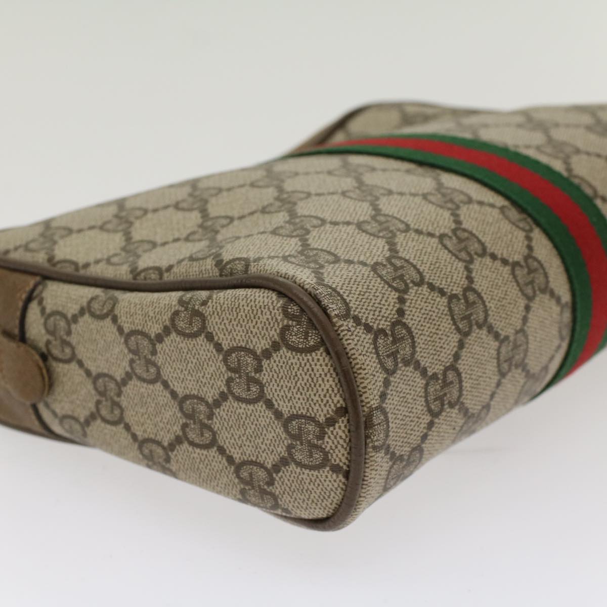 GUCCI GG Canvas Web Sherry Line Clutch Bag Beige Red Green 39.01.012  yk7950