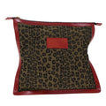 FENDI Leopard Clutch Bag Nylon Leather Black Brown Red  yk7980