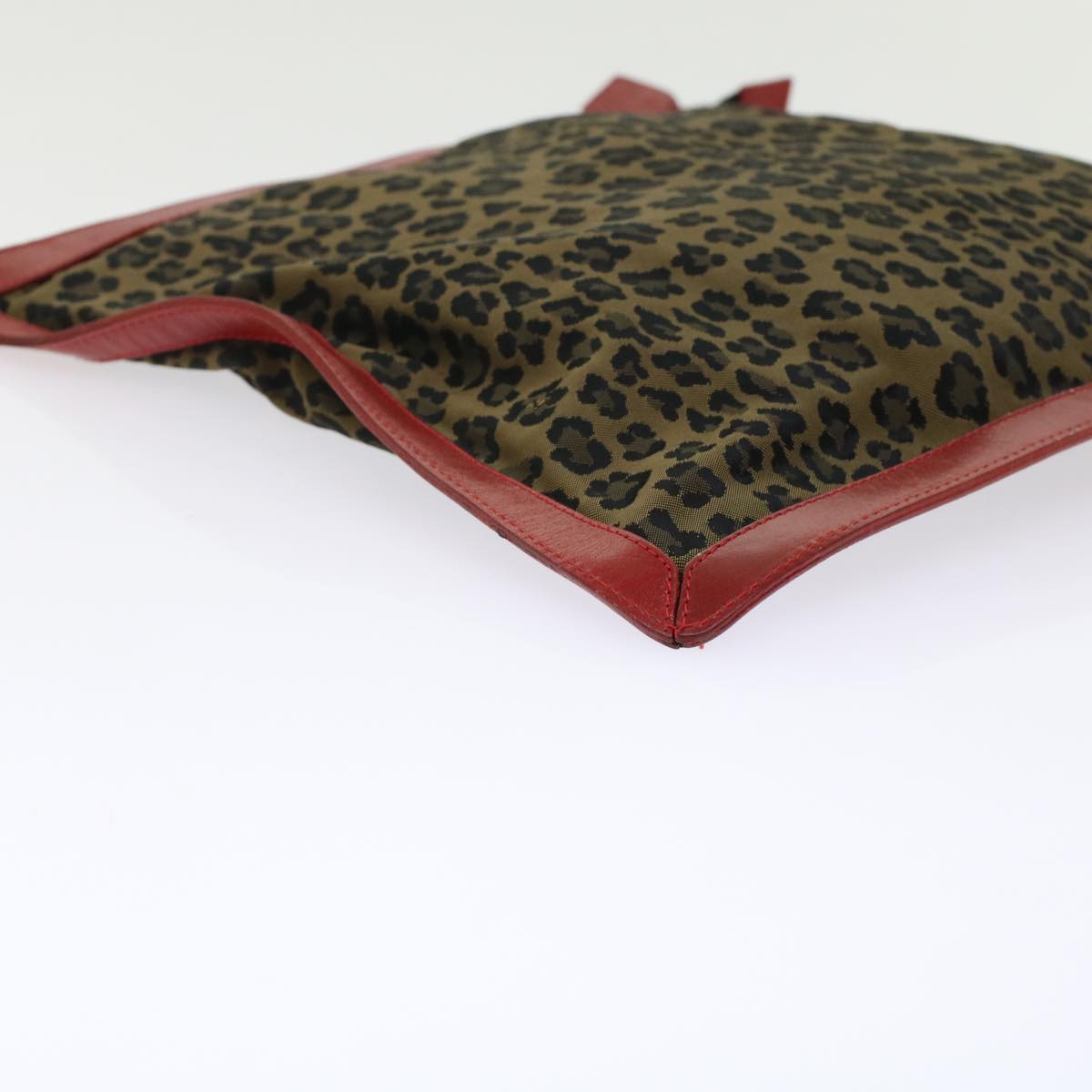 FENDI Leopard Clutch Bag Nylon Leather Black Brown Red  yk7980