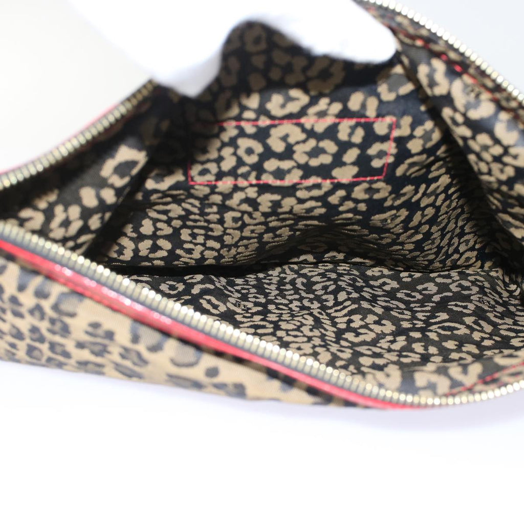 FENDI Leopard Clutch Bag Nylon Leather Black Brown Red  yk7980