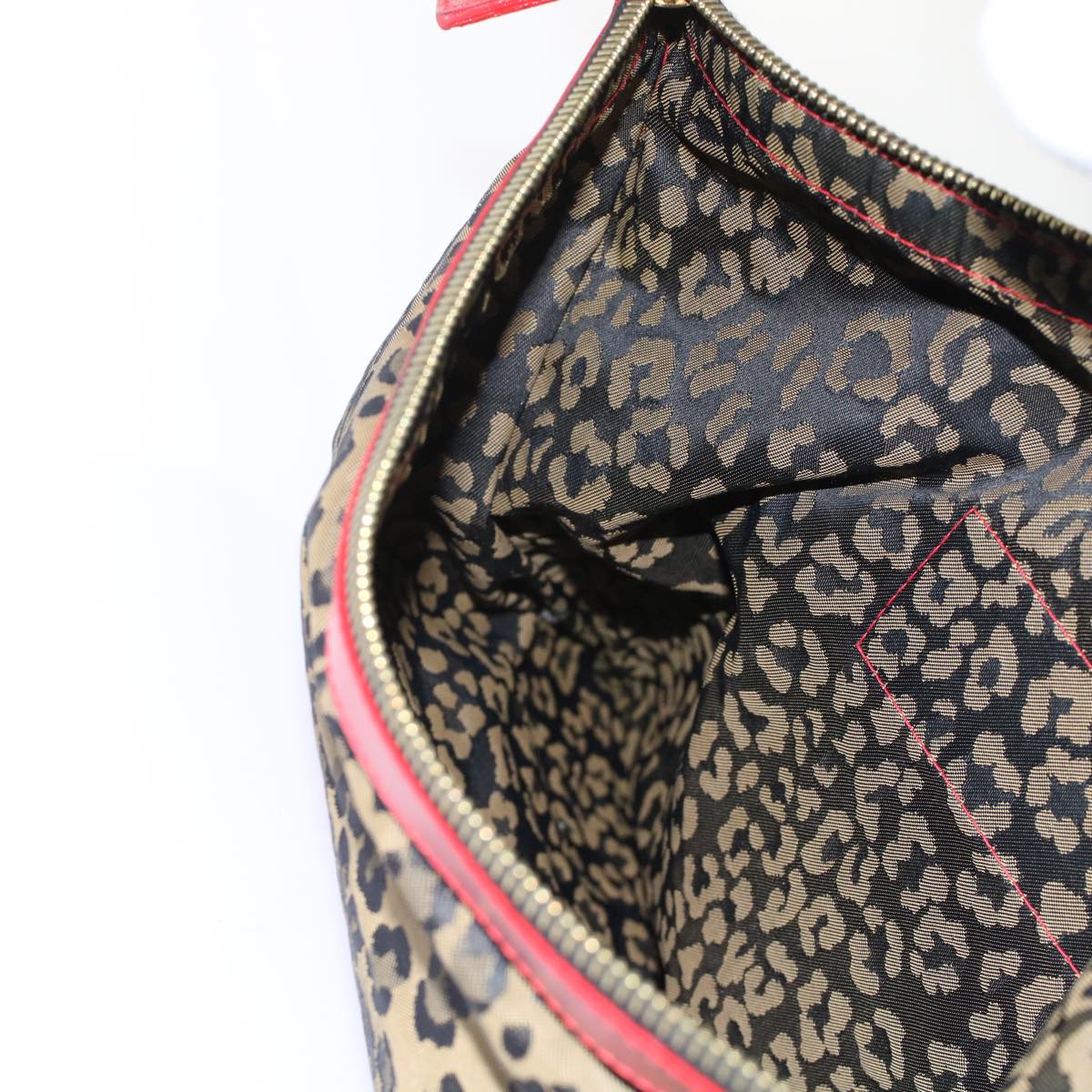 FENDI Leopard Clutch Bag Nylon Leather Black Brown Red  yk7980