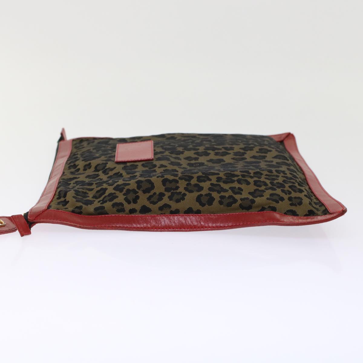FENDI Leopard Clutch Bag Nylon Leather Black Brown Red  yk7980