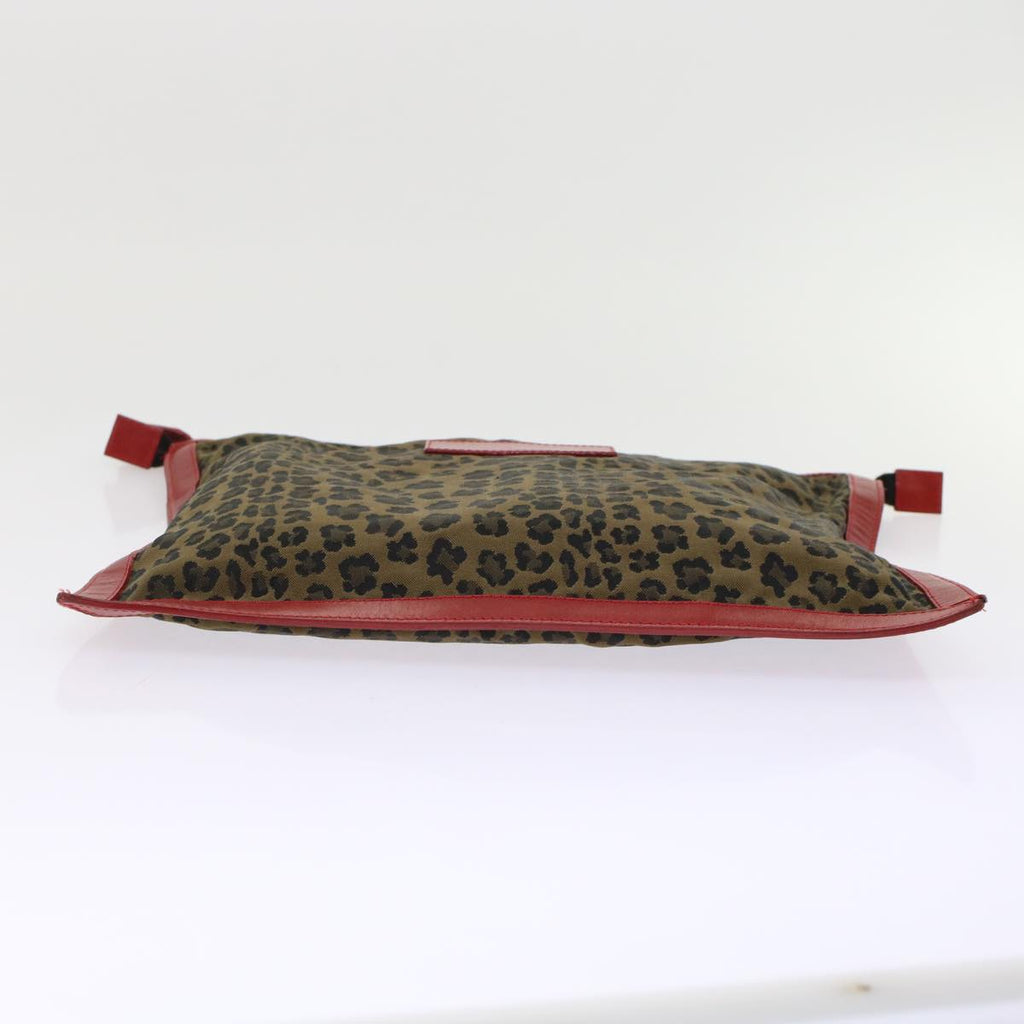 FENDI Leopard Clutch Bag Nylon Leather Black Brown Red  yk7980