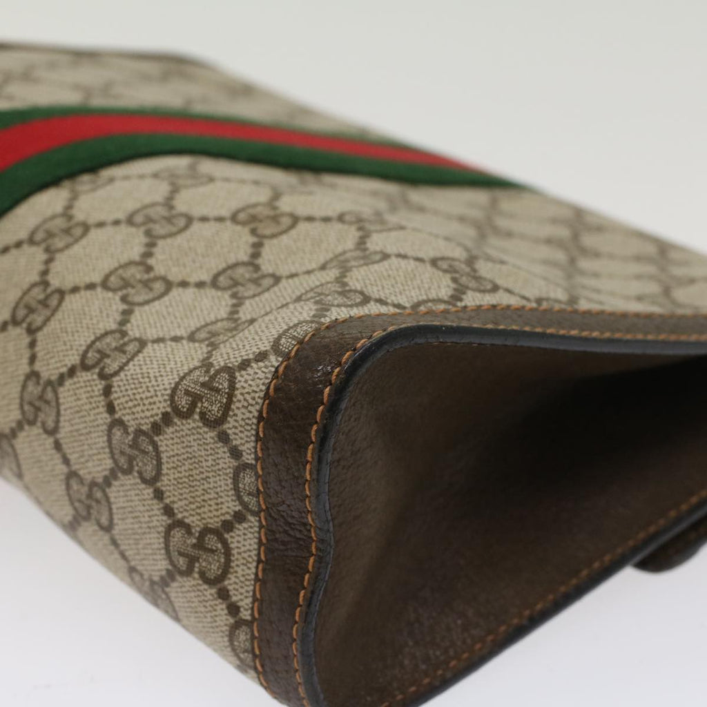 GUCCI GG Canvas Web Sherry Line Clutch Bag Beige Red Green 84.01.007  yk7987