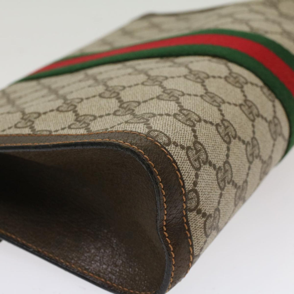 GUCCI GG Canvas Web Sherry Line Clutch Bag Beige Red Green 84.01.007  yk7987