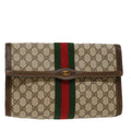 GUCCI GG Canvas Web Sherry Line Clutch Bag Beige Red Green 84.01.007  yk7987