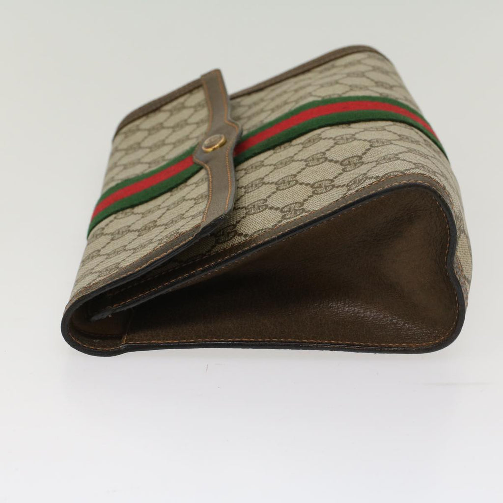 GUCCI GG Canvas Web Sherry Line Clutch Bag Beige Red Green 84.01.007  yk7987