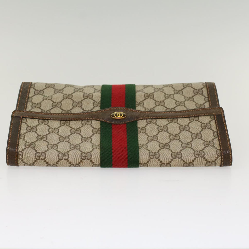 GUCCI GG Canvas Web Sherry Line Clutch Bag Beige Red Green 84.01.007  yk7987