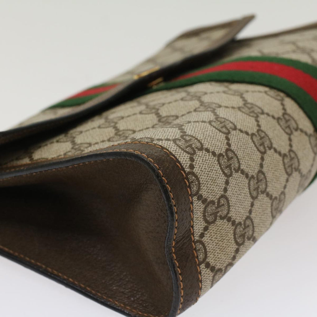 GUCCI GG Canvas Web Sherry Line Clutch Bag Beige Red Green 84.01.007  yk7987
