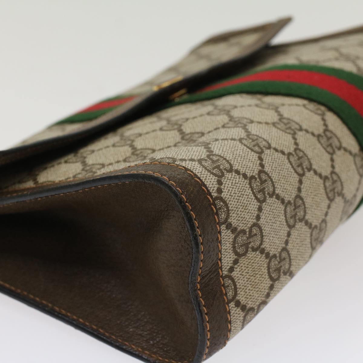 GUCCI GG Canvas Web Sherry Line Clutch Bag Beige Red Green 84.01.007  yk7987
