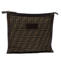 FENDI Zucca Canvas Clutch Bag Black Brown  yk7995B