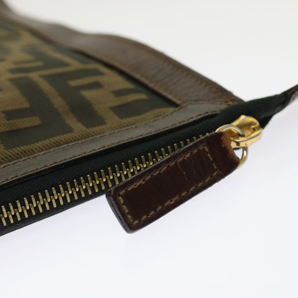 FENDI Zucca Canvas Clutch Bag Black Brown  yk7995B