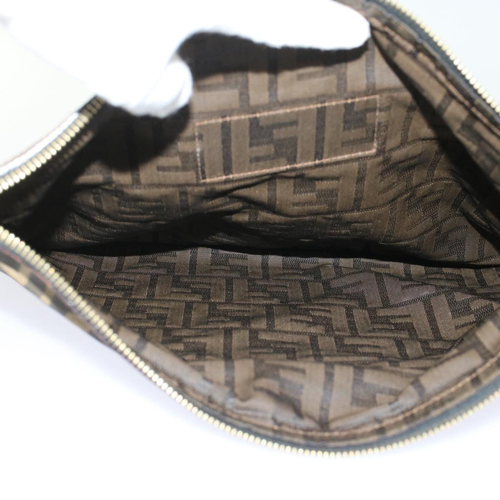 FENDI Zucca Canvas Clutch Bag Black Brown  yk7995B