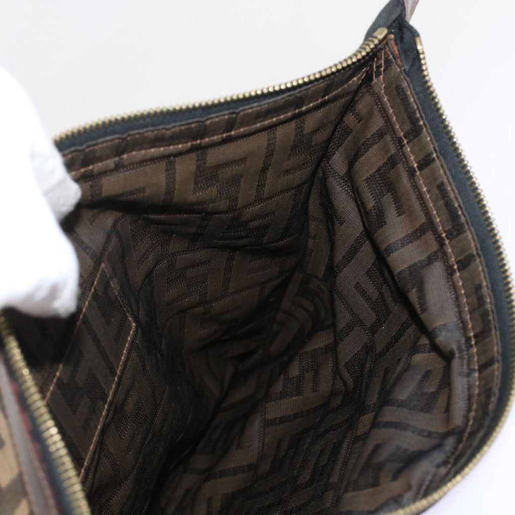 FENDI Zucca Canvas Clutch Bag Black Brown  yk7995B