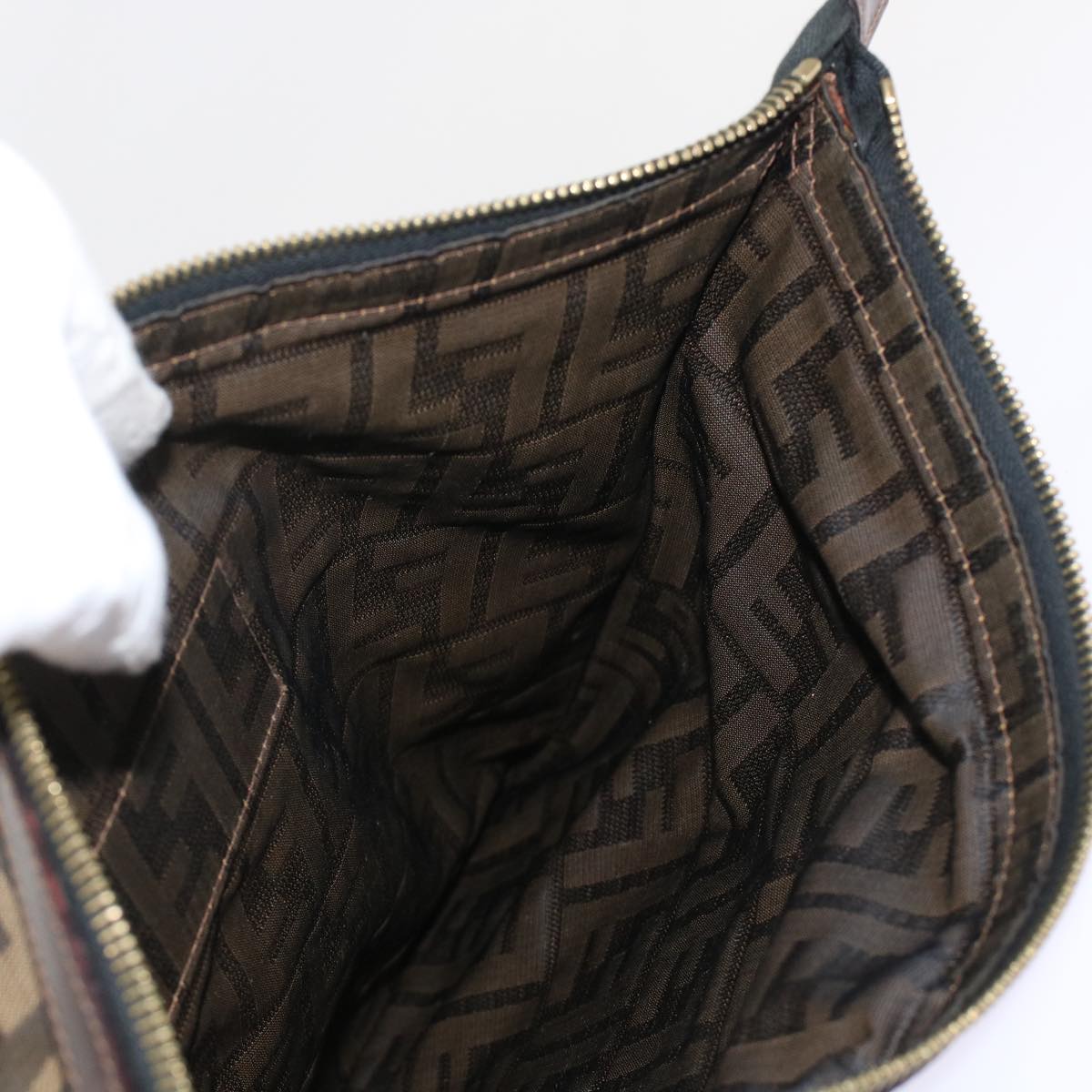 FENDI Zucca Canvas Clutch Bag Black Brown  yk7995B