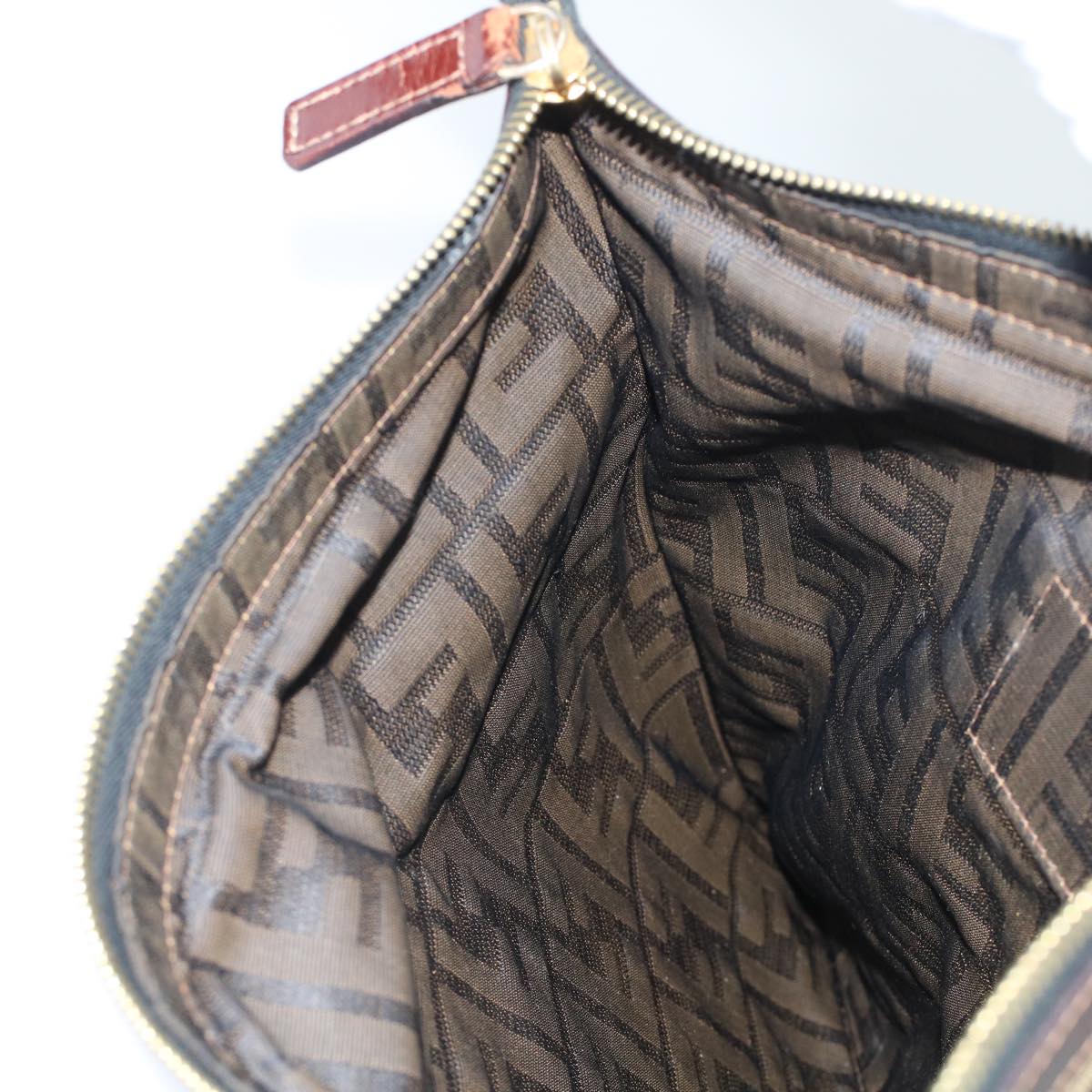 FENDI Zucca Canvas Clutch Bag Black Brown  yk7995B