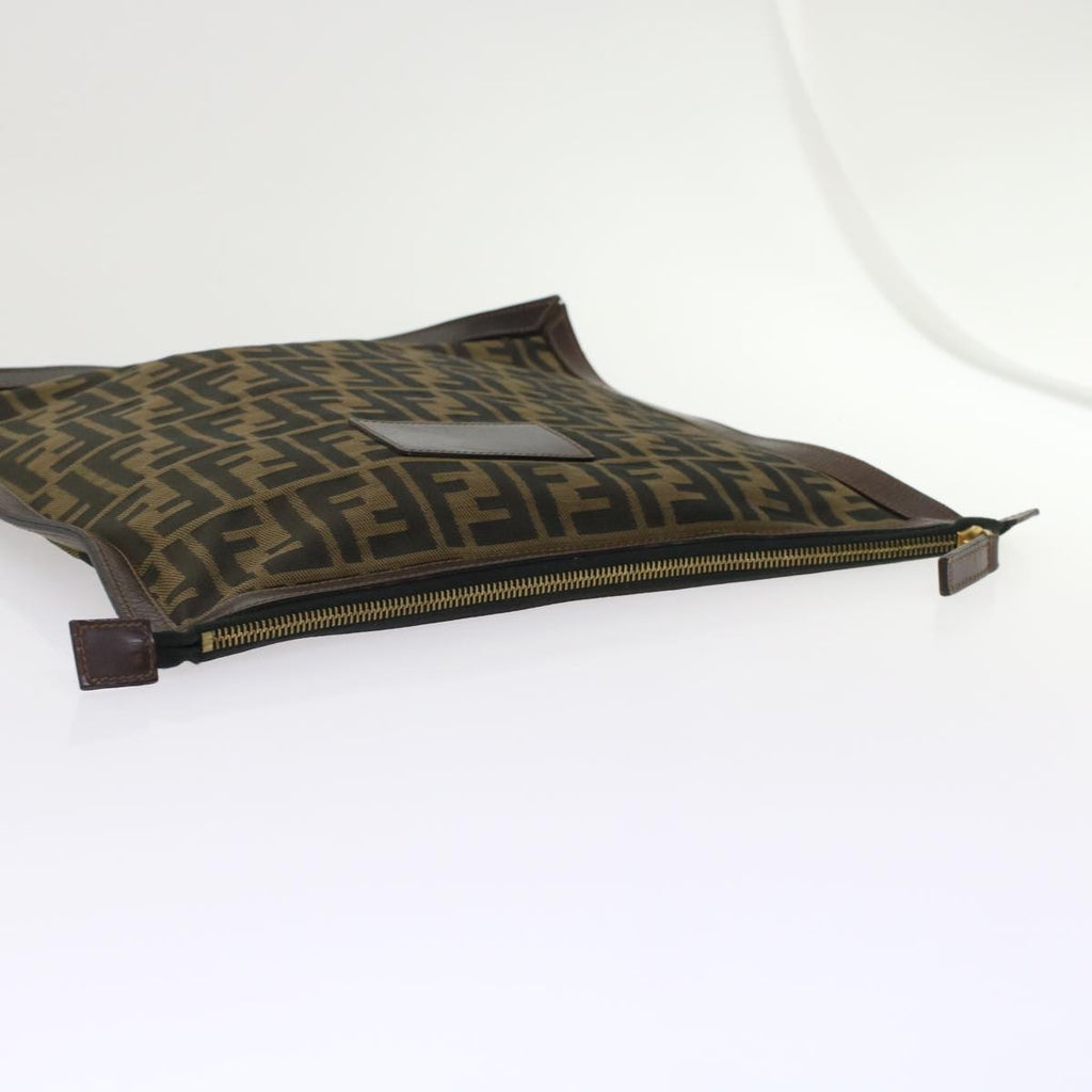 FENDI Zucca Canvas Clutch Bag Black Brown  yk7995B