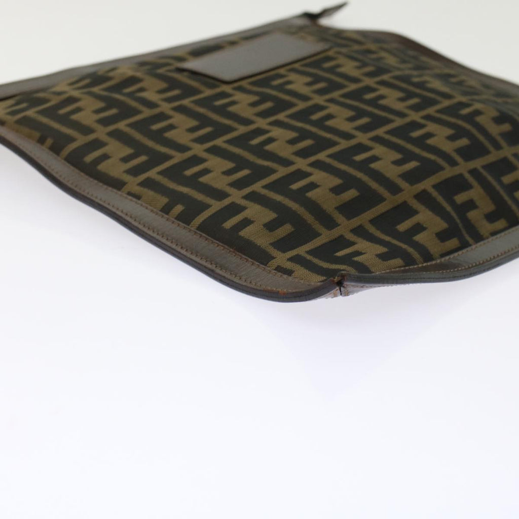 FENDI Zucca Canvas Clutch Bag Black Brown  yk7995B