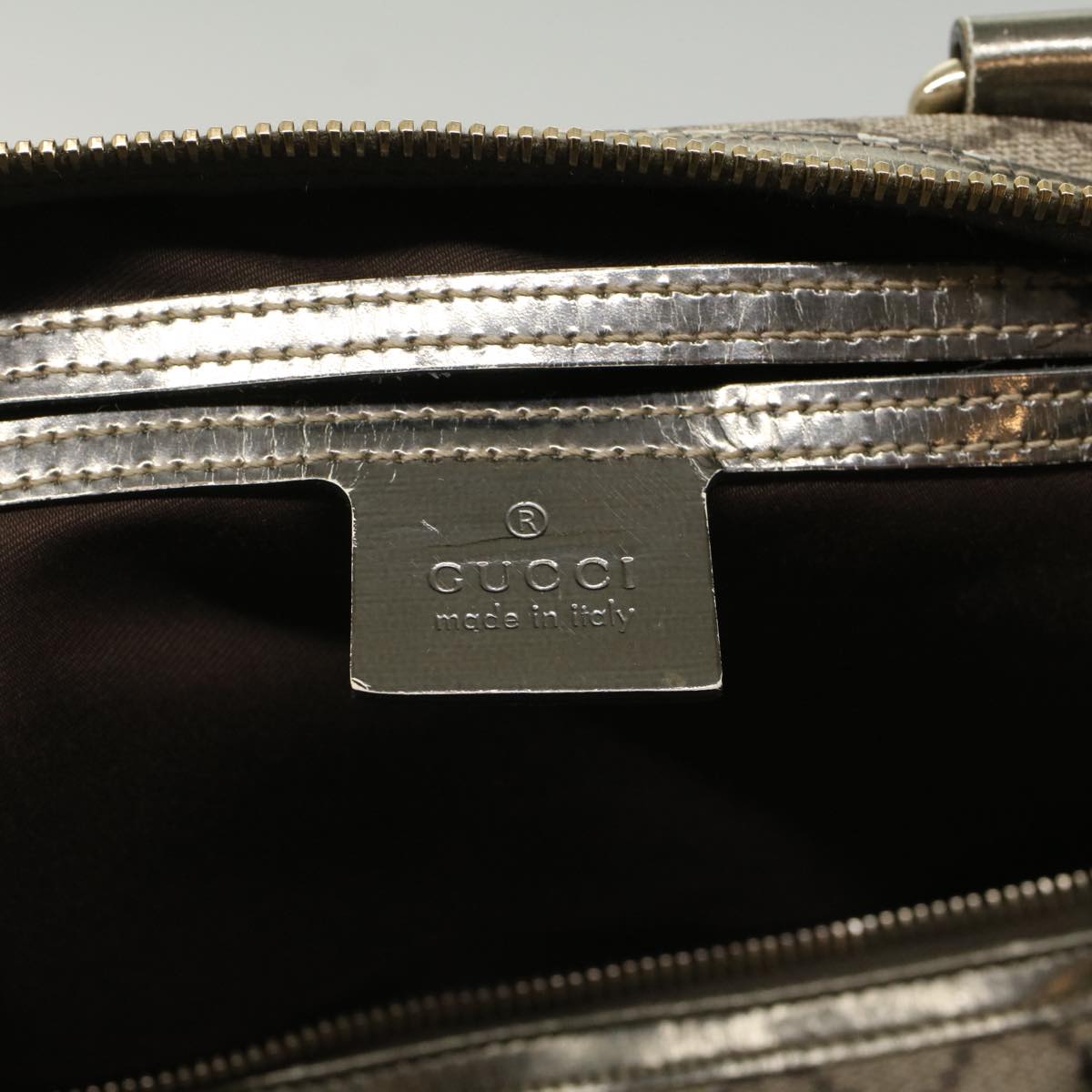 GUCCI GG Canvas Boston Bag PVC Leather Beige 193603  yk7999B