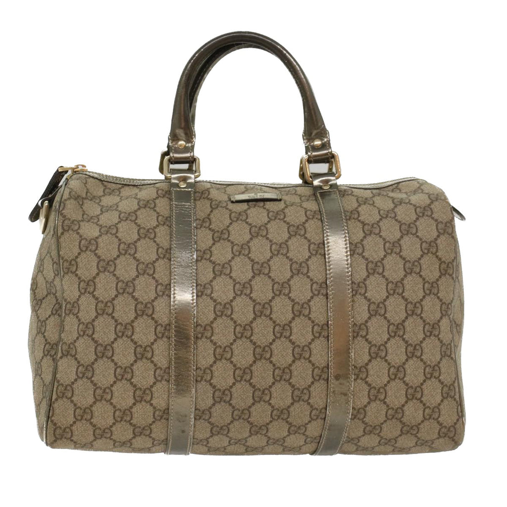 GUCCI GG Canvas Boston Bag PVC Leather Beige 193603  yk7999B