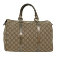 GUCCI GG Canvas Boston Bag PVC Leather Beige 193603  yk7999B