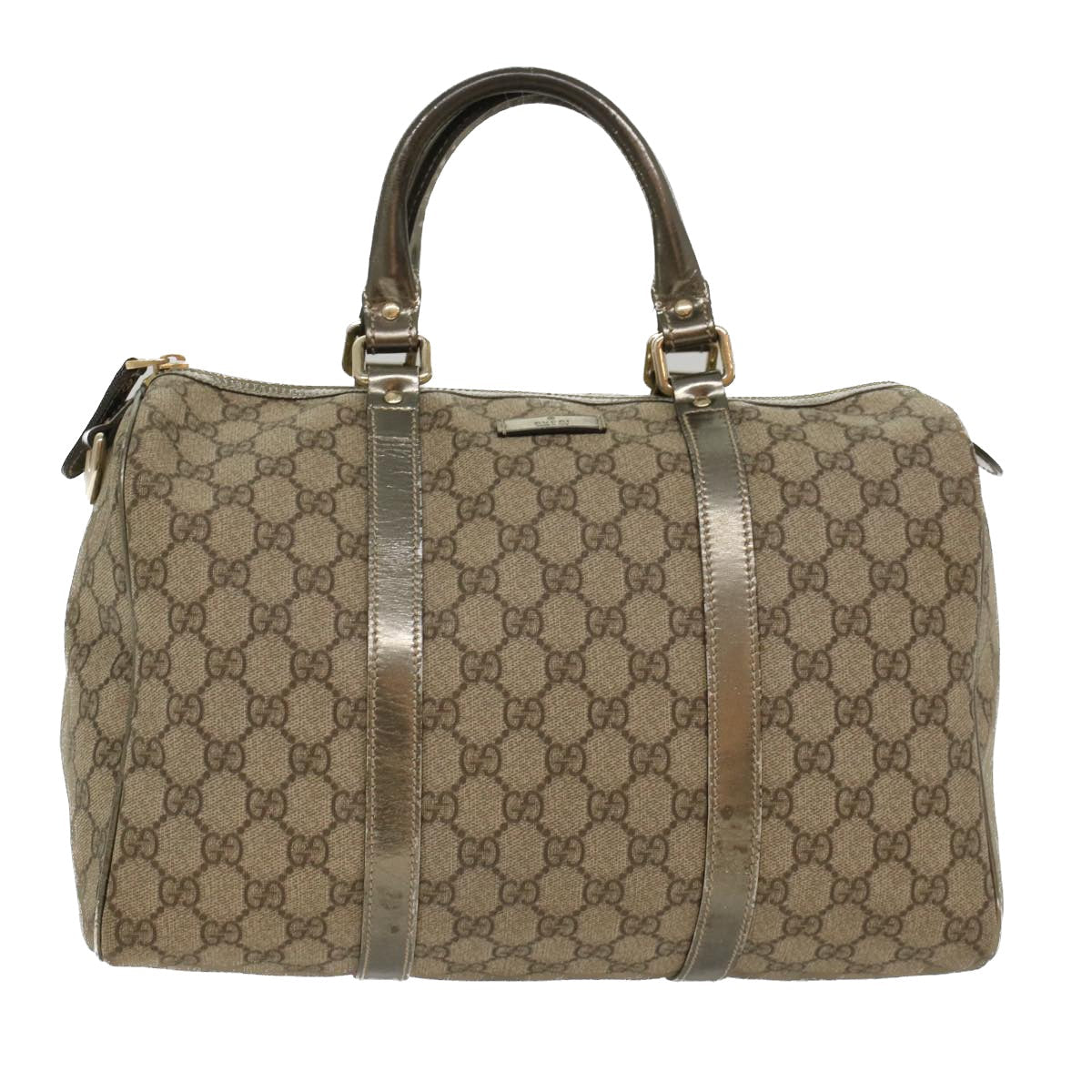 GUCCI GG Canvas Boston Bag PVC Leather Beige 193603  yk7999B