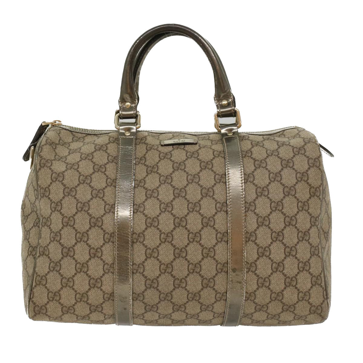 GUCCI GG Canvas Boston Bag PVC Leather Beige 193603  yk7999B