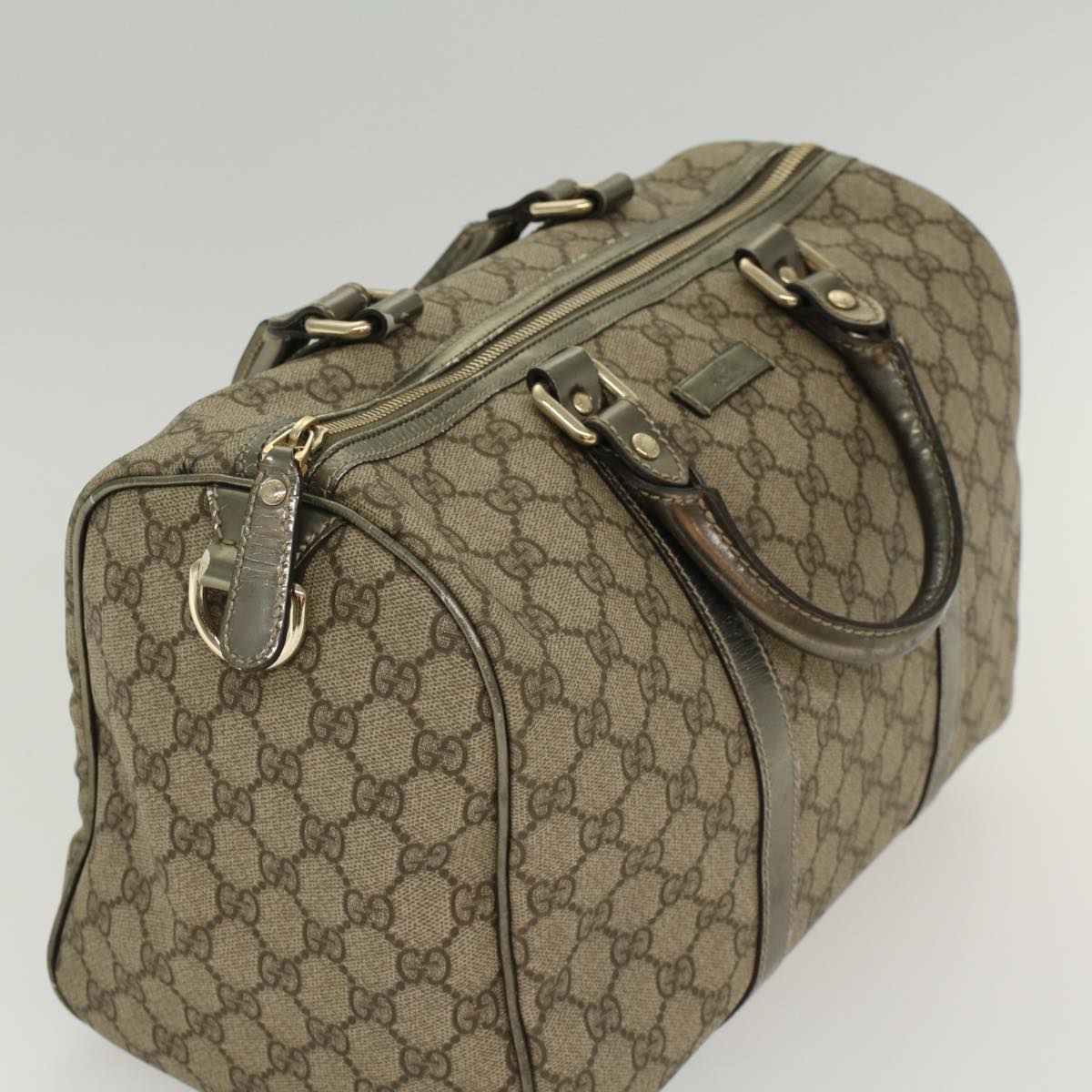 GUCCI GG Canvas Boston Bag PVC Leather Beige 193603  yk7999B