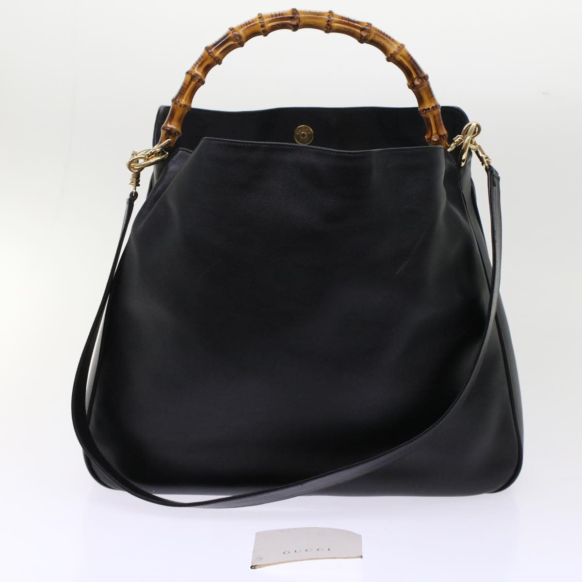 GUCCI Bamboo Shoulder Bag Leather 2way Black 001.2058.1577.0  yk8007B
