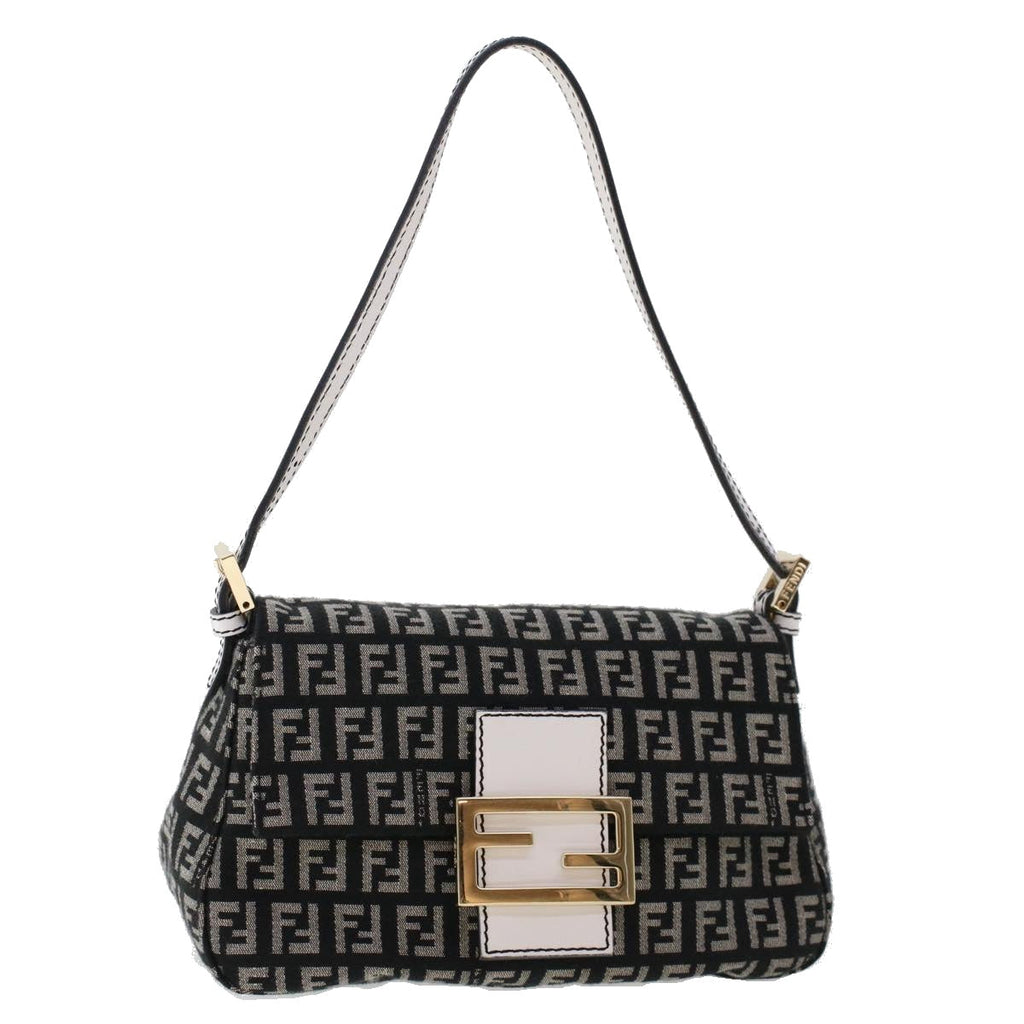 FENDI Zucchino Canvas Mini mamma bucket Hand Bag Black  yk8027