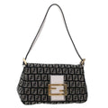 FENDI Zucchino Canvas Mini mamma bucket Hand Bag Black  yk8027