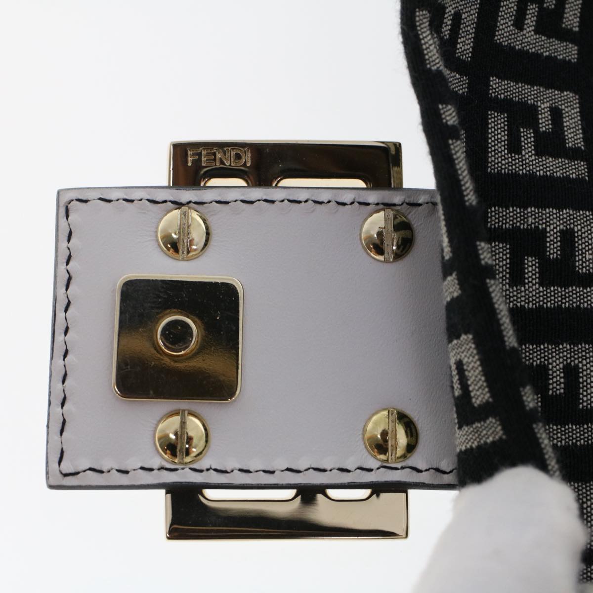 FENDI Zucchino Canvas Mini mamma bucket Hand Bag Black  yk8027