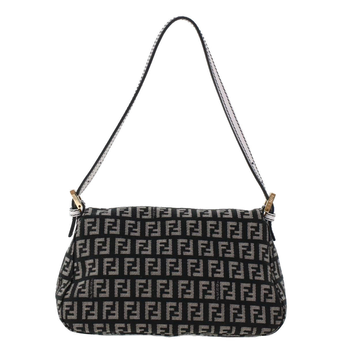 FENDI Zucchino Canvas Mini mamma bucket Hand Bag Black Auth yk8027
