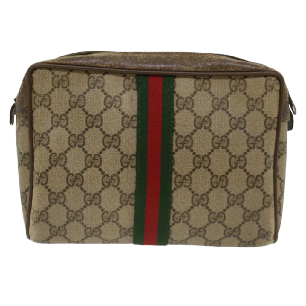 GUCCI GG Canvas Web Sherry Line Clutch Bag Beige Red Green 56.01.012  yk8055