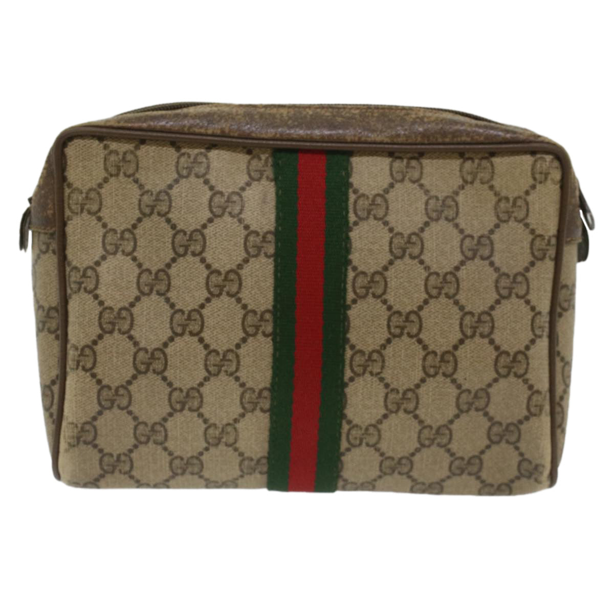 GUCCI GG Canvas Web Sherry Line Clutch Bag Beige Red Green 56.01.012  yk8055