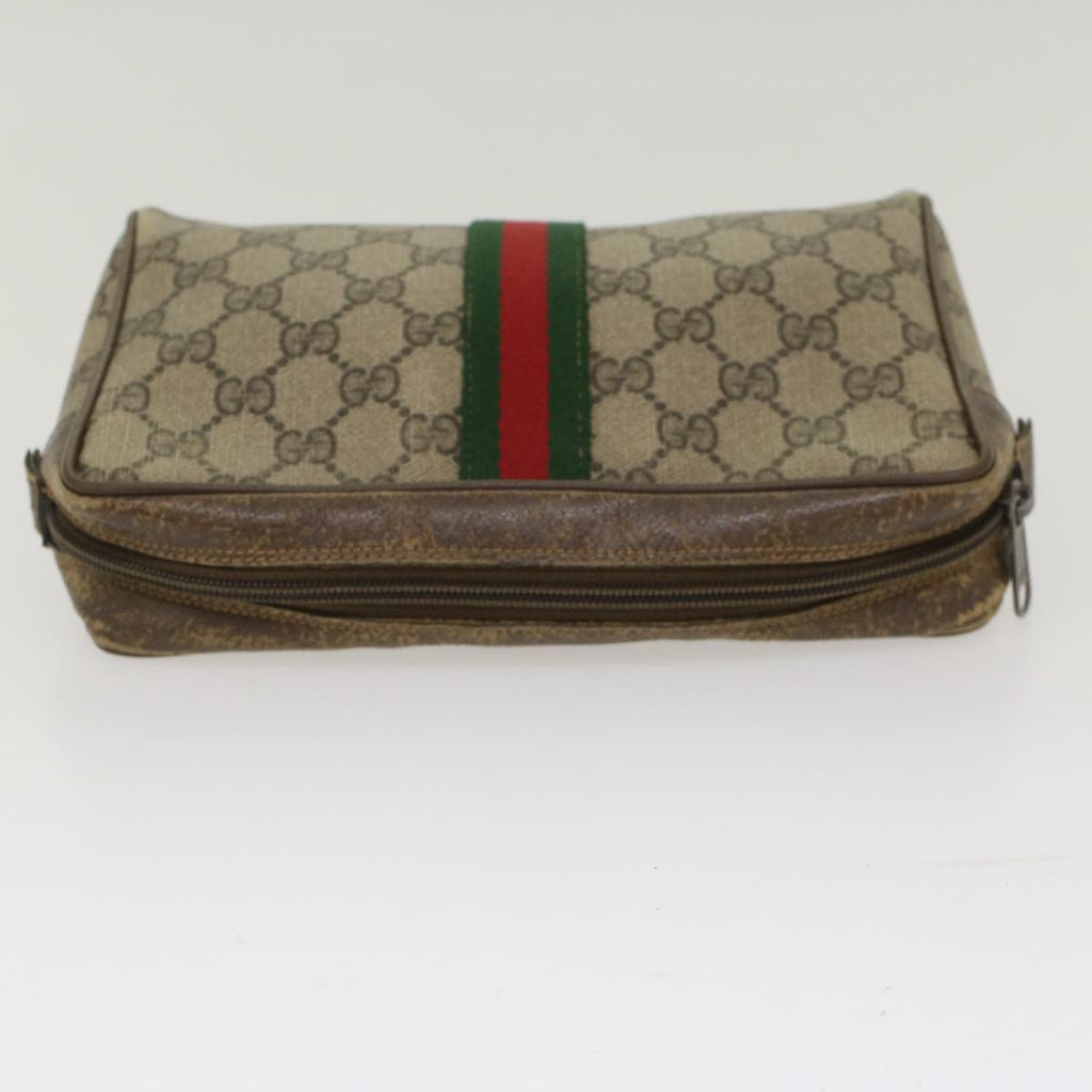 GUCCI GG Canvas Web Sherry Line Clutch Bag Beige Red Green 56.01.012  yk8055