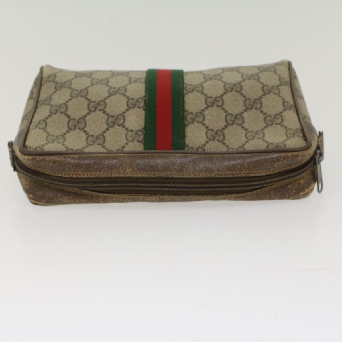 GUCCI GG Canvas Web Sherry Line Clutch Bag Beige Red Green 56.01.012  yk8055