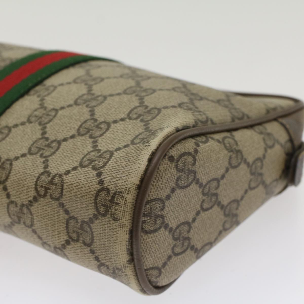 GUCCI GG Canvas Web Sherry Line Clutch Bag Beige Red Green 56.01.012  yk8055