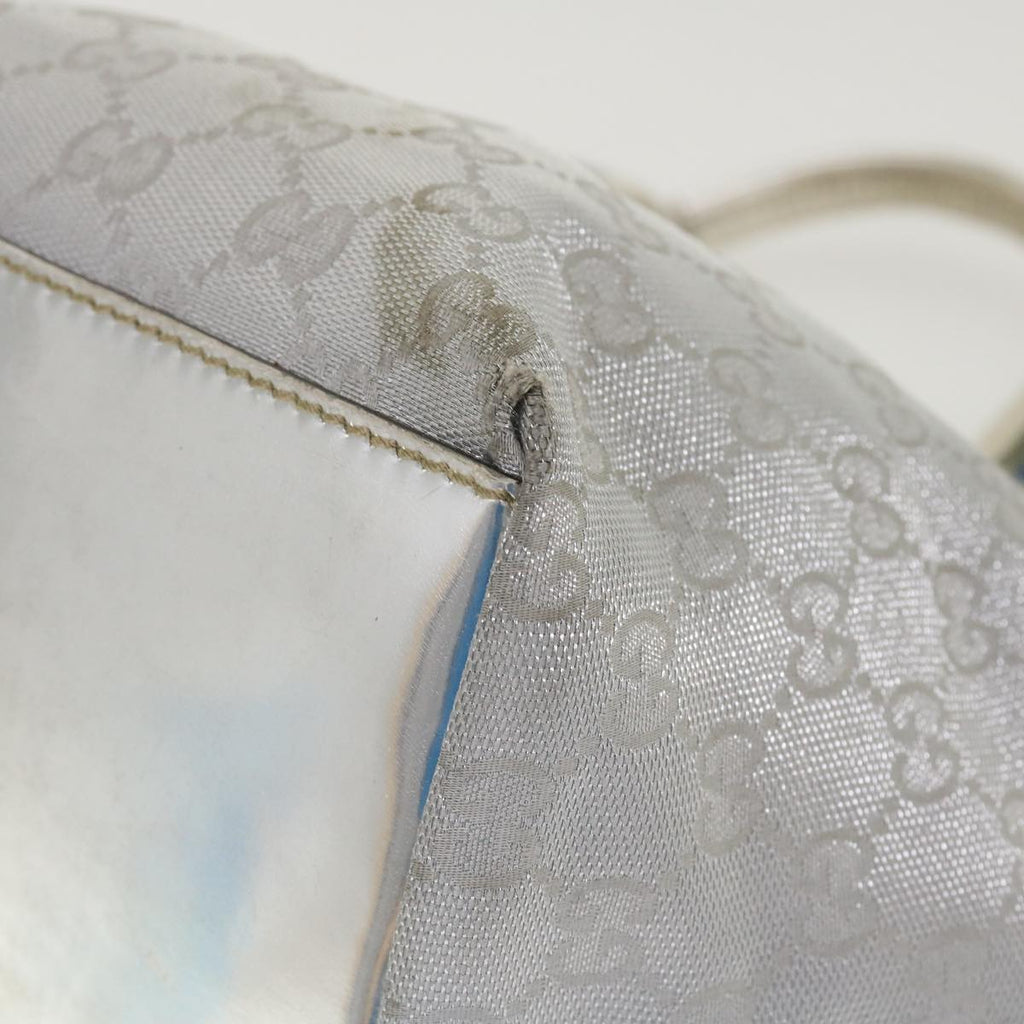 GUCCI GG Canvas Sherry Line Tote Bag Silver Blue gray 131223  yt974