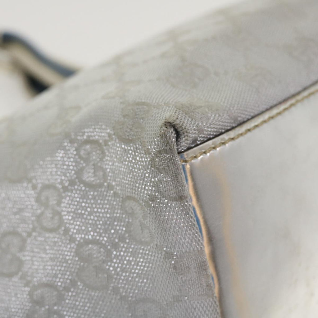GUCCI GG Canvas Sherry Line Tote Bag Silver Blue gray 131223  yt974